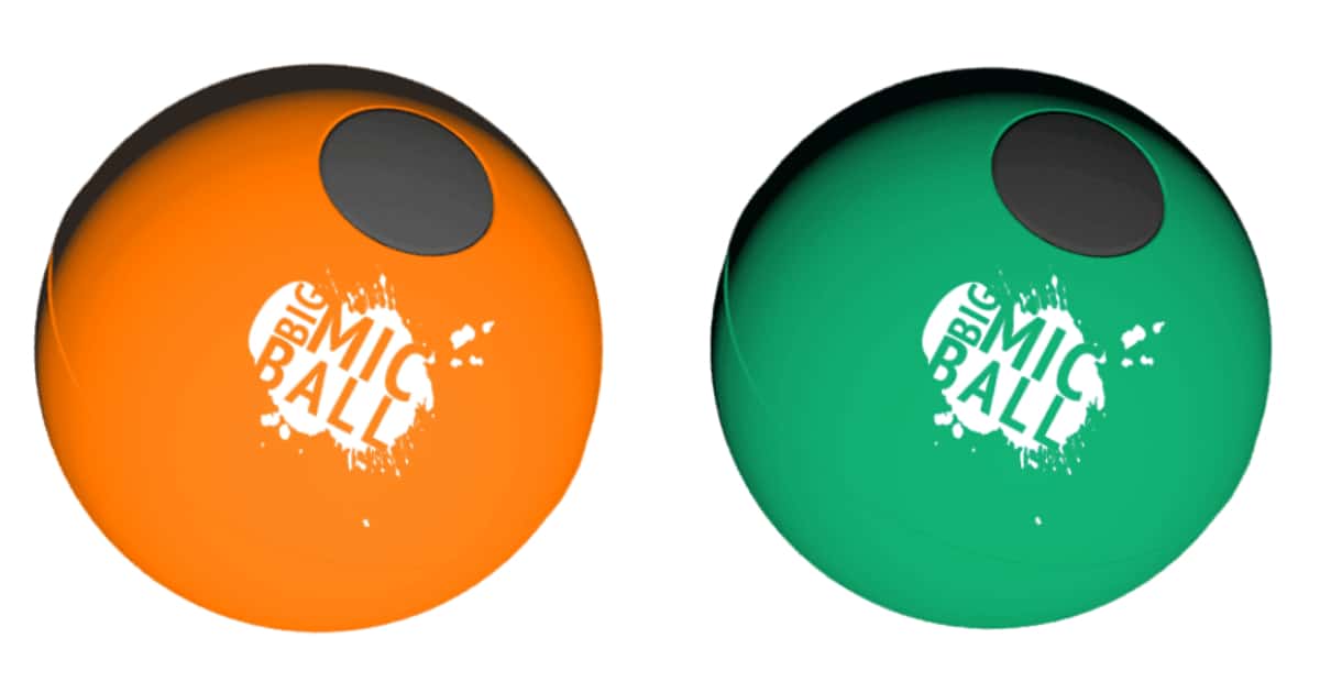 Oranje en groene microfoonbal