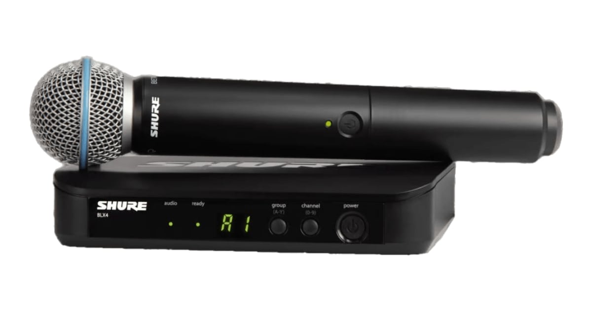 Draadloze handheld microfoon draadloze microfoon set bestaande uit een Shure PG58 K14 handheld microfoon en een Shure BLX4/BLX88 ontvanger